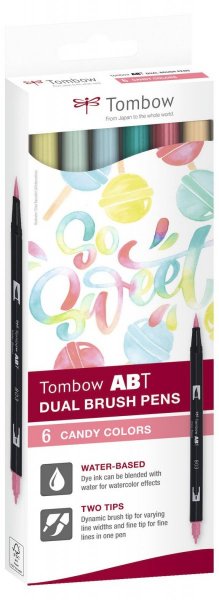 Tombow Set obostranih flomastera ABT Dual Brush Pen – Candy colours, 6 kom.