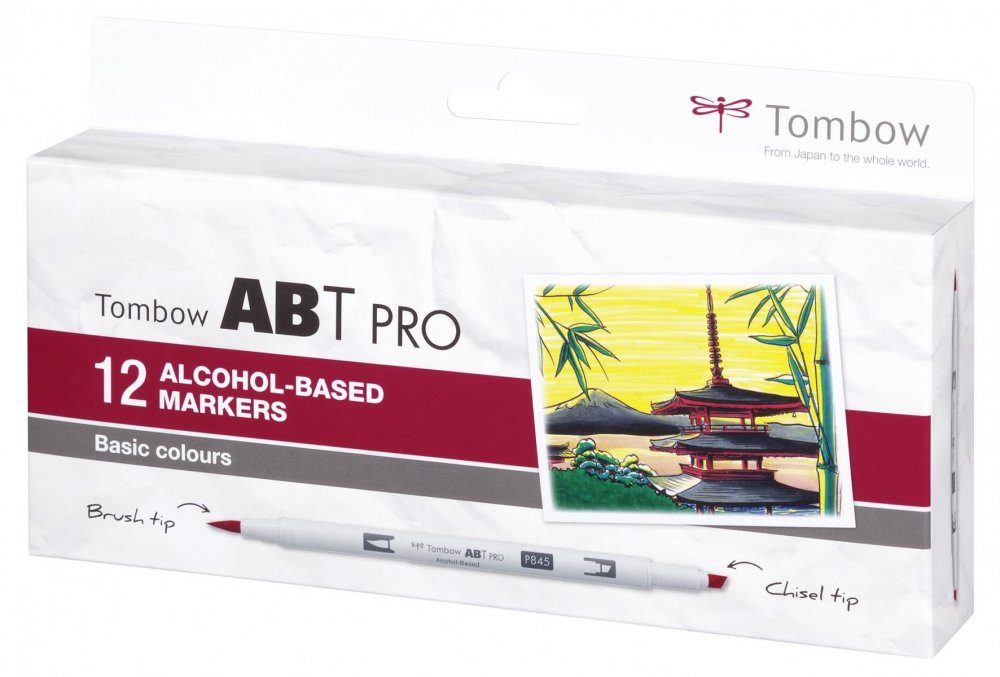 Tombow Set obostranih flomastera na bazi alkohola ABT PRO – Basic colors, 12 kom.