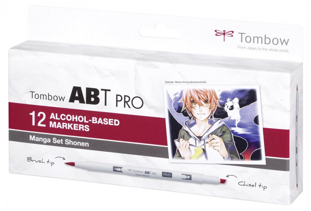 Tombow Set obostranih flomastera na bazi alkohola ABT PRO – Manga Set Shonen, 12 kom.